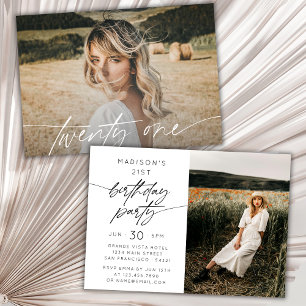 Invitation Photo moderne du 21e anniversaire de la fête hor