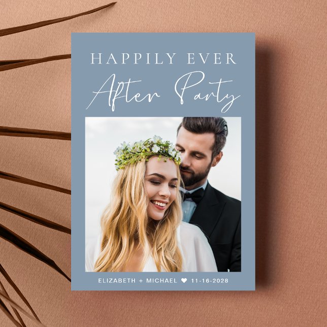 Invitation Photo moderne Dusty Blue Wedding Réception (Your love story deserves a grand celebration!)