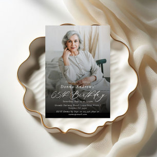 Invitation Photo moderne élégante 65e anniversaire de la fête