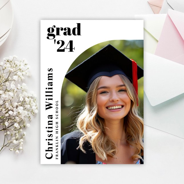 Invitation Photo moderne élégante Fête de fin d'études second (Modern Stylish Photo High School Graduation Party Invitation)