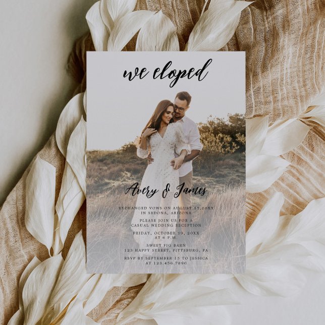 Invitation Photo moderne élégante Nous avons Eloped Elopement (Créateur téléchargé)