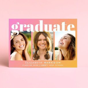 Invitation Photo moderne Pink Orange Graduation Party
