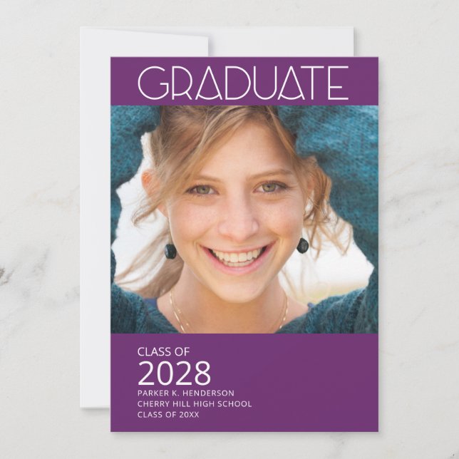 Invitation Photo moderne Purple Graduation Party (Devant)