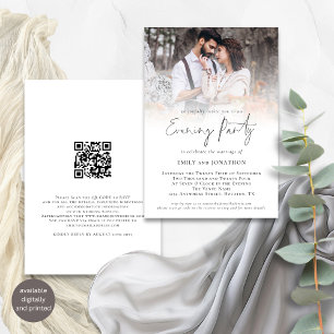Invitation Photo moderne QR Code Mariage Soirée