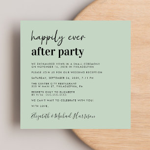 Invitation Photo moderne Sage Réception de mariage vert