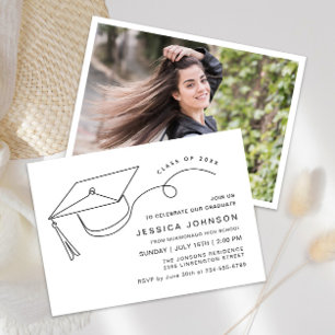 Invitation Photo Moderne Simple Minimaliste Graduation Party