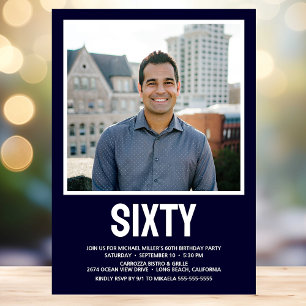 Invitation Photo moderne SIXTY 60th Birthday Party