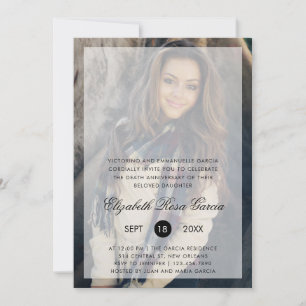 Invitation Photo moderne Texte noir superposition Anniversair