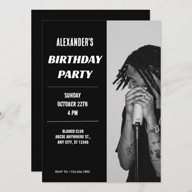 Invitation Photo monochrome moderne (Devant / Derrière)