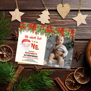 Invitation Photo Noël Père Noël Premier anniversaire