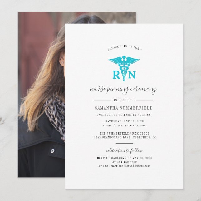 Invitation Photo Nuring Graduate Pinning Ceremony Party (Devant / Derrière)