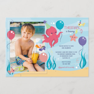 Invitation photo Octopus pour l'anniversaire