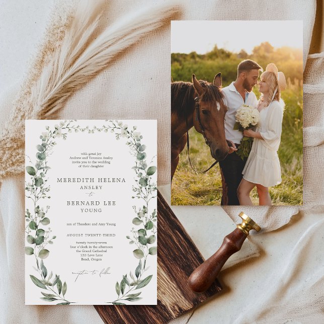 Invitation Photo officielle Elegant Botanique Mariage (Créateur téléchargé)