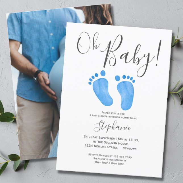 Invitation Photo Oh Baby Boy Baby shower (Créateur téléchargé)