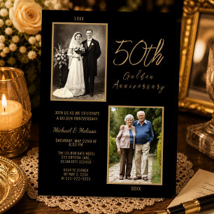 Invitation Photo Or 50e Anniversaire De Mariage Or