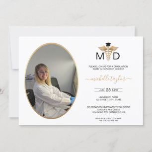 Invitation Photo ovale moderne MD Docteur en médecine