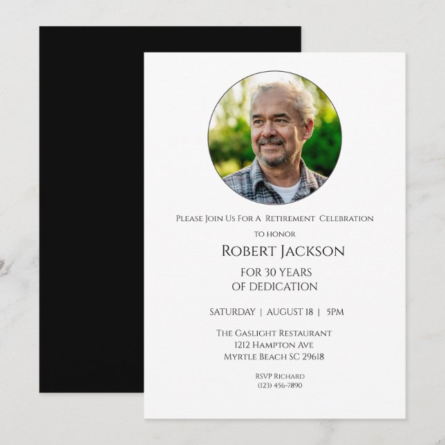 Invitation Photo Parti de la retraiteInvitation de fête (Devant / Derrière)
