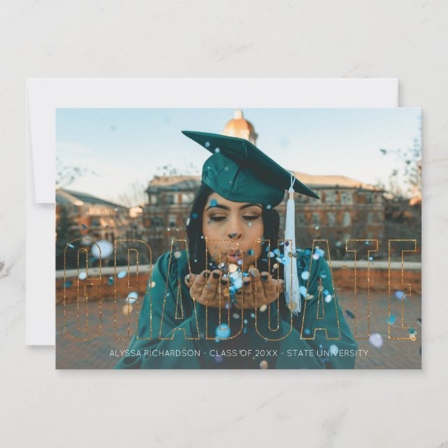 Invitation Photo & Parties scintillant Gold Graduate Faire-pa (Devant)