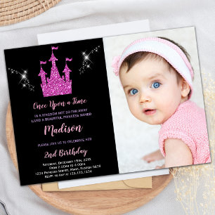 Invitation Photo Parties scintillant violet Princesse Invitat