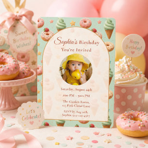 Invitation Photo pastel de fête d'anniversaire menthe