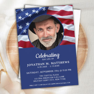 Invitation Photo Patriotique Drapeau Américain Fête De La Vie