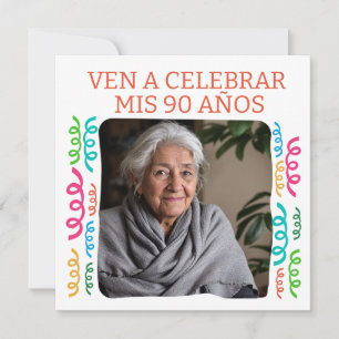 Invitation Photo Personalizada Mis 90 Años Fiesta