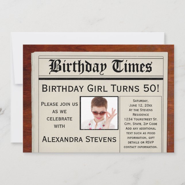 Invitation Photo personnalisée 50th Birthday Party Journal (Devant)