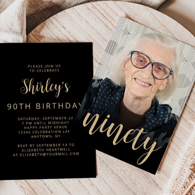 Invitation Photo personnalisée 90e fête d'anniversaire (Créateur téléchargé)