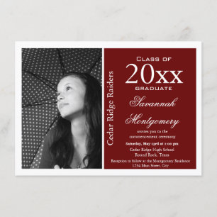 Invitation Photo personnalisée Annonces de graduation Maroon