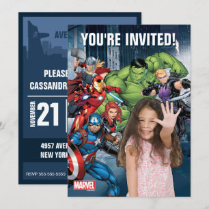 Invitation Photo personnalisée Avengers Anniversaire