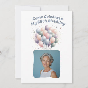 Invitation Photo personnalisée Ballons 65e anniversaire