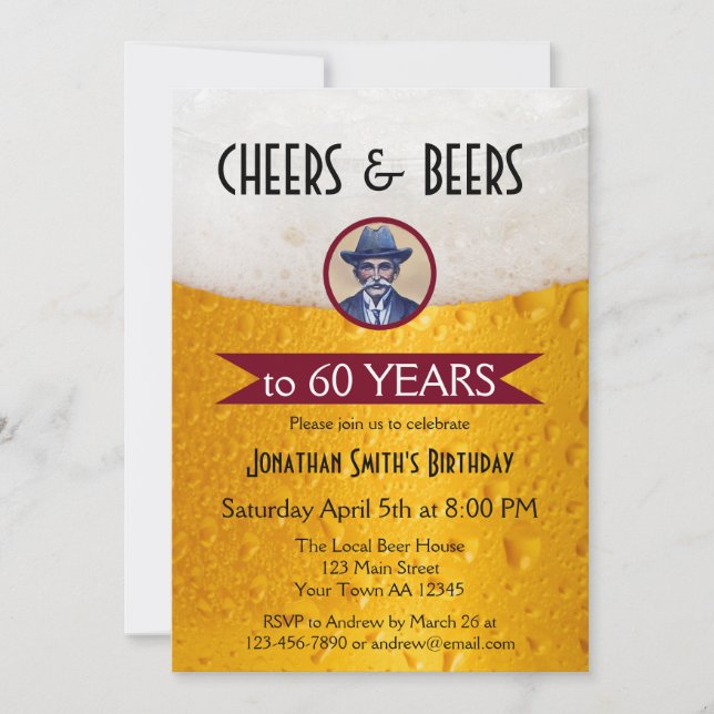 Invitation Photo personnalisée Bière Anniversaire Fête Invita (Devant)