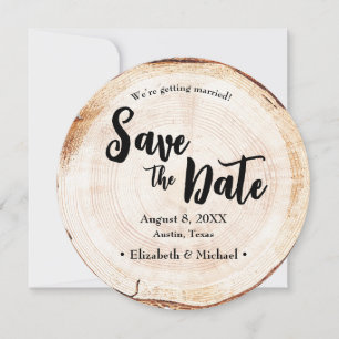 Invitation Photo personnalisée Bois Slice Rustique Mariage un