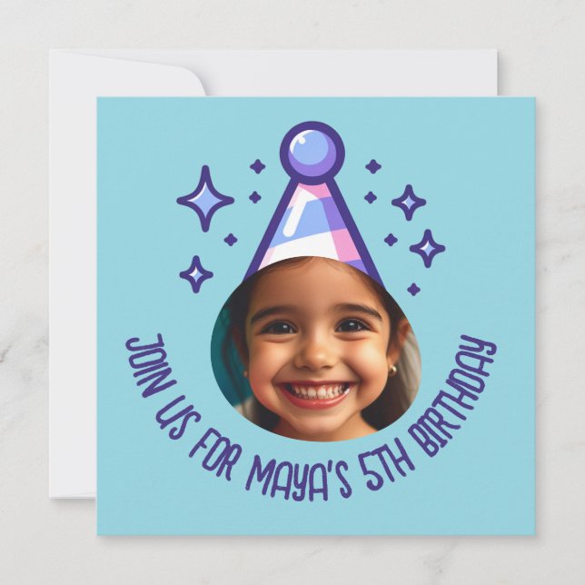 Invitation Photo personnalisée Casquette fête d'anniversaire (Devant)