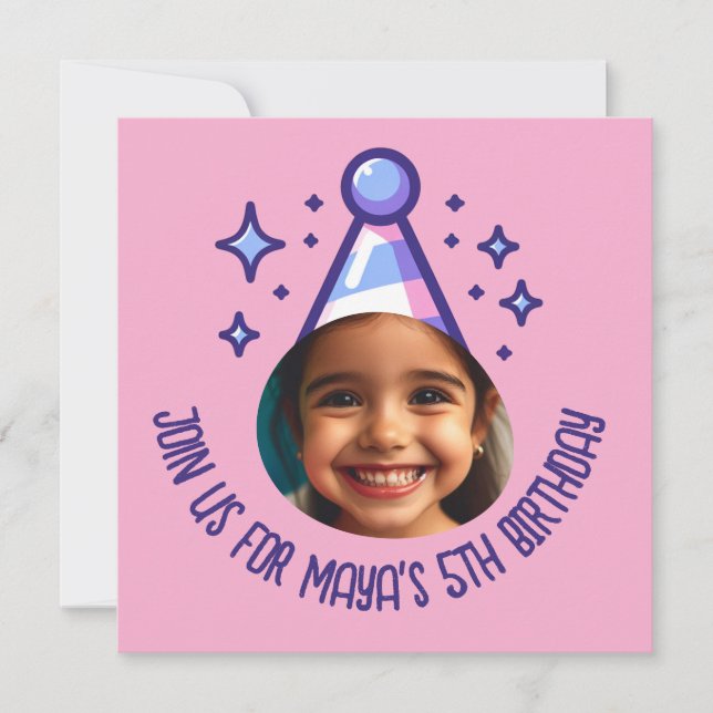 Invitation Photo personnalisée Casquette fête d'anniversaire (Devant)