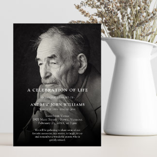 Invitation Photo personnalisée Célébration des funérailles de