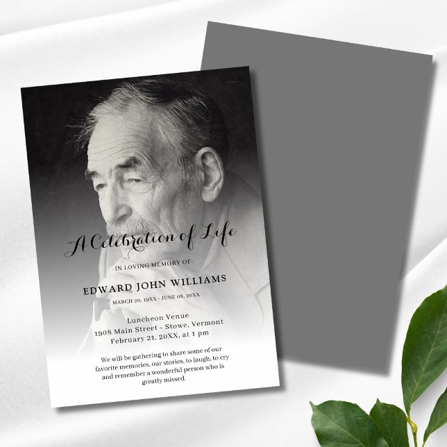 Invitation Photo personnalisée Célébration des funérailles de (Photo Celebration of Life Invitation)