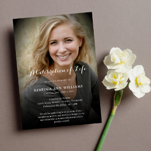 Invitation Photo personnalisée Célébration des funérailles de