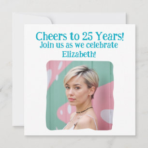 Invitation Photo personnalisée Cheers à 25 ans 25e anniversai