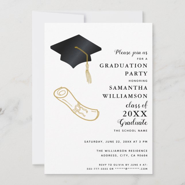 Invitation Photo personnalisée Élégant Graduation moderne (Devant)