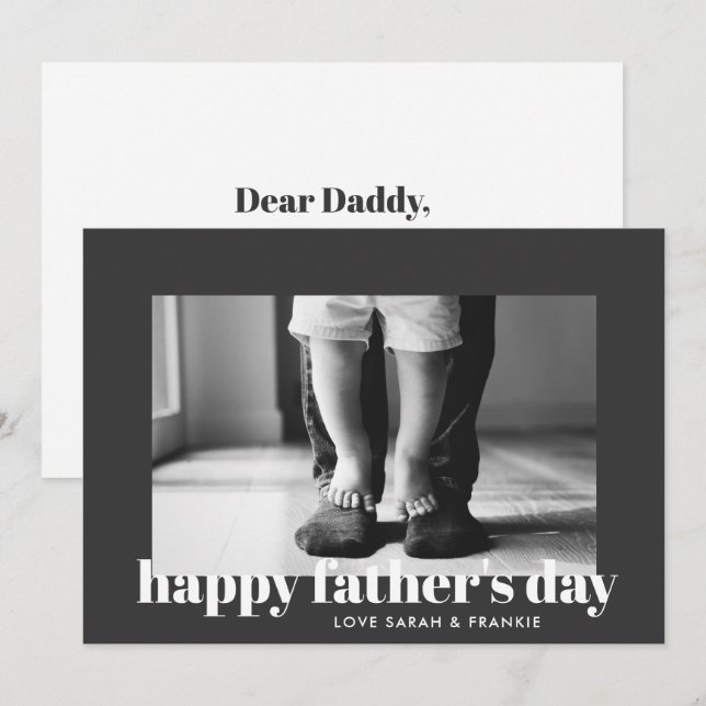 Invitation Photo personnalisée en gris moderne | Bonne Fête d (Devant / Derrière)
