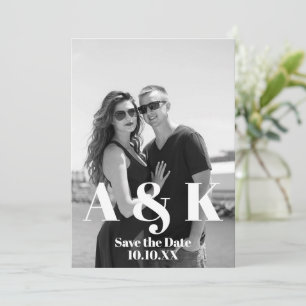 Invitation Photo personnalisée et gros monogramme Enregistrer