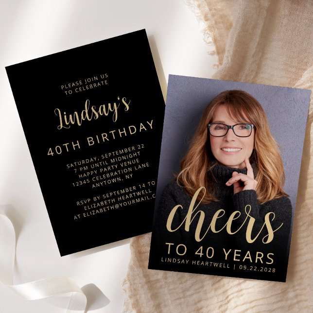 Invitation Photo personnalisée Fête du 40e anniversaire (Créateur téléchargé)