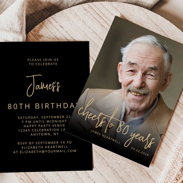 Invitation Photo personnalisée Fête du 80e anniversaire (Créateur téléchargé)