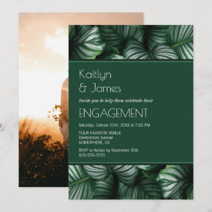 Invitation Photo personnalisée Green Tropical Palm Engagement