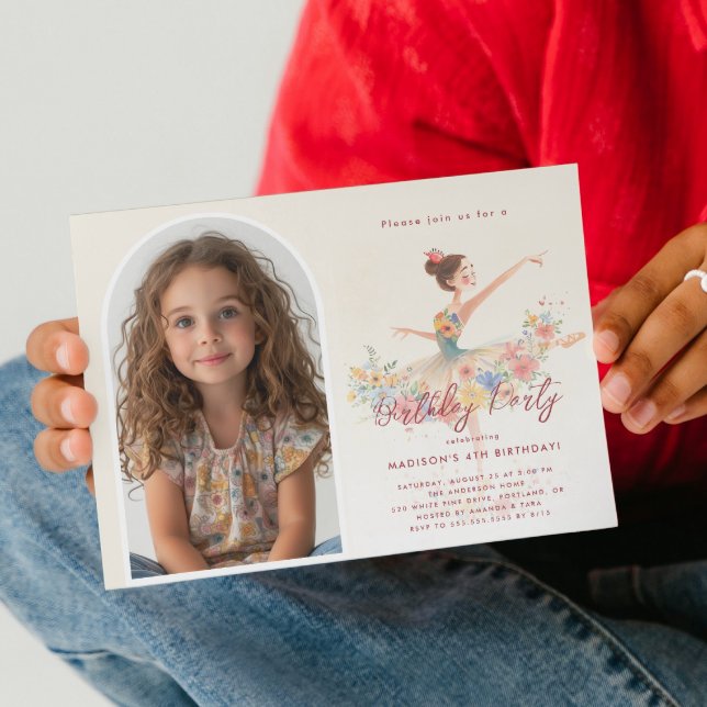 Invitation Photo personnalisée Little Ballerina et Floral Ann (Créateur téléchargé)