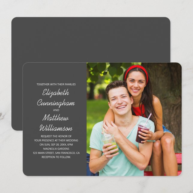 Invitation Photo personnalisée + Mariage moderne (Devant / Derrière)