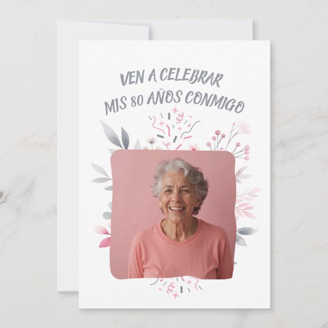 Invitation Photo personnalisée Mes 80 Ans - 80 Years Custom (Devant)