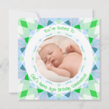 Photo personnalisée Nom Age bleu vert Anniversaire