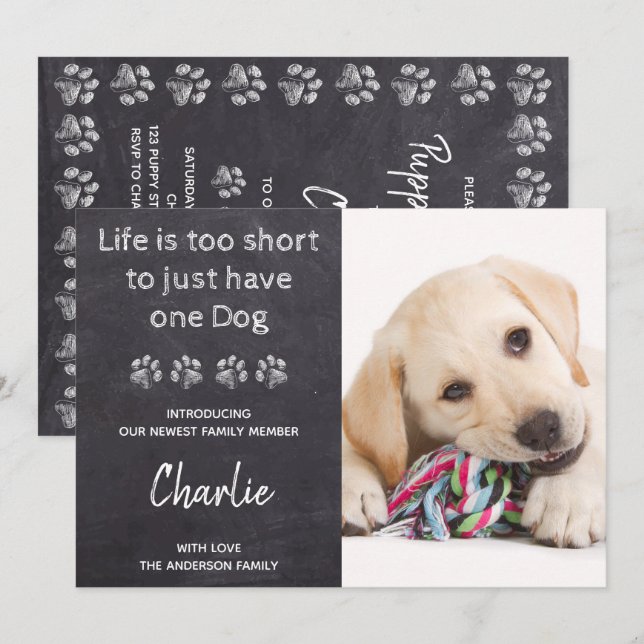 Invitation Photo Personnalisée Nouveau Chien Pour Animaux De  (Devant / Derrière)